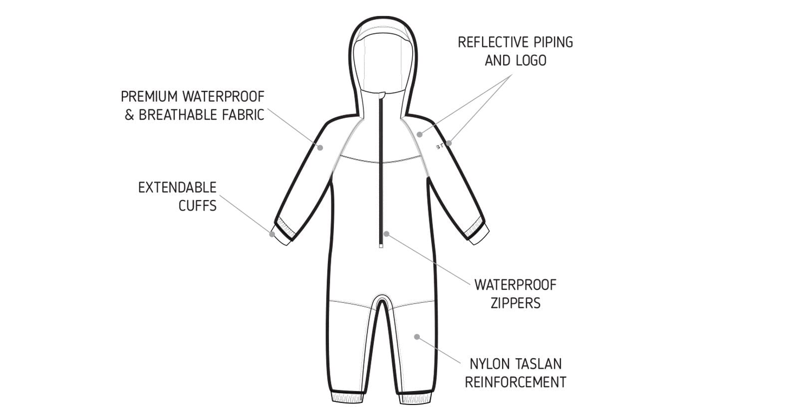 Stonz Rain Suit - Toddler & Kid One Piece Outdoor Coverall with Hood - Waterproof Kid Clothes with Reflective Seams - Image 3